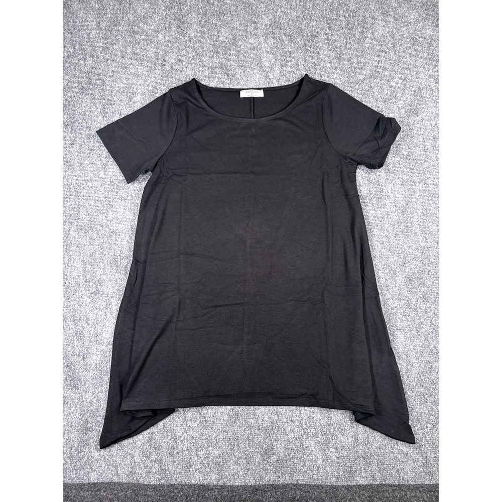 Zenana Womens XL Black Short Sleeve‎ Sharkbite Hem Tunic Top NEW